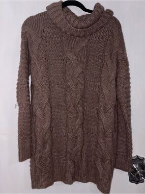 Charlotte Russe Chunky Cable Turtleneck Sweater in Taupe Brown